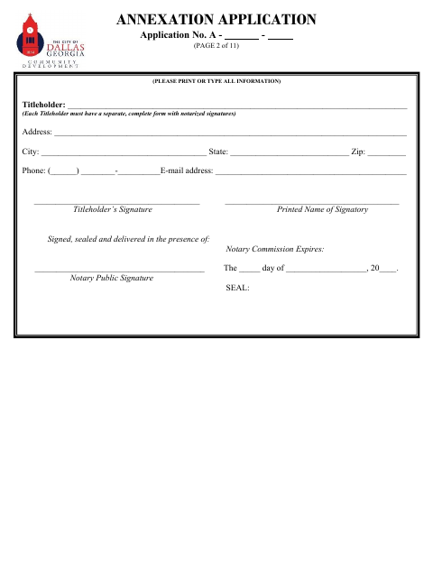 First page of the Titleholder Form