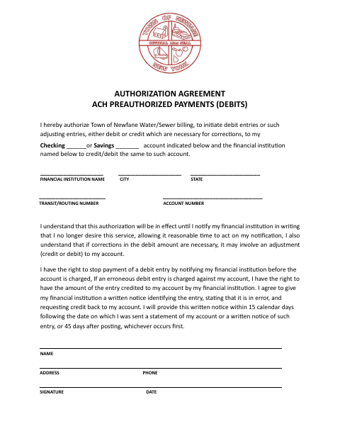 First page of the Automatic Payment Option Form