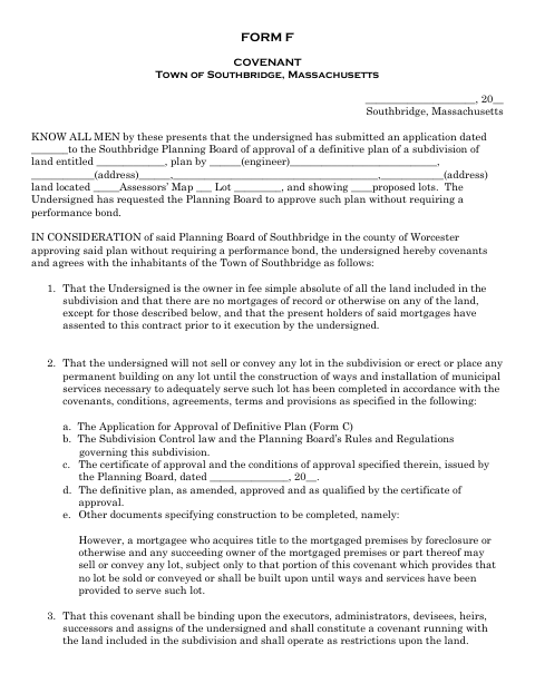 First page of the Subdivision Covenant