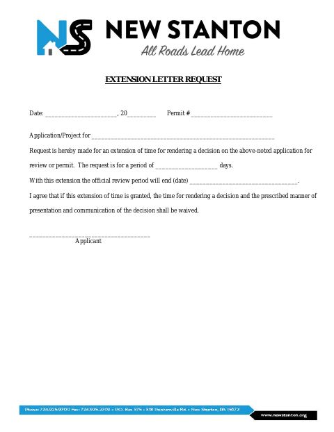 First page of the Extension Letter Request