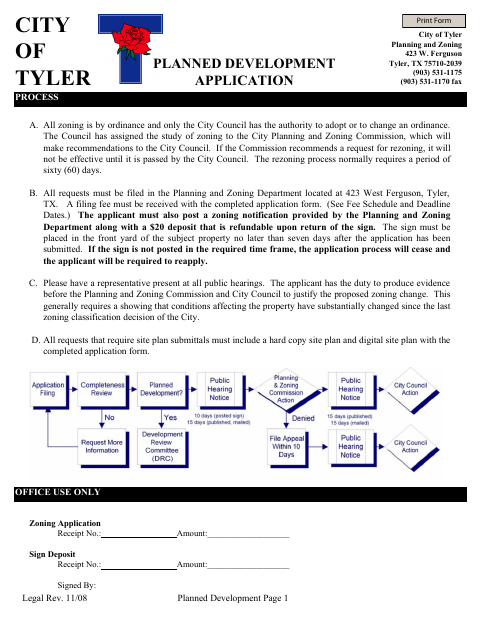 First page of the Planned Development Application