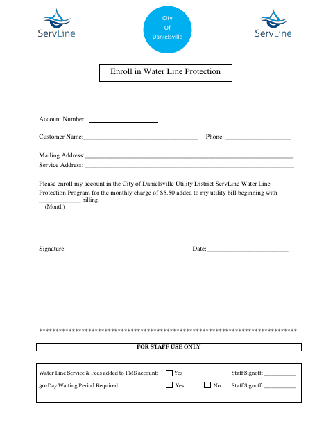 First page of the Enroll in Water Line Protection