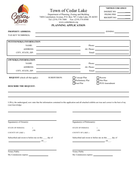 First page of the Planning Application