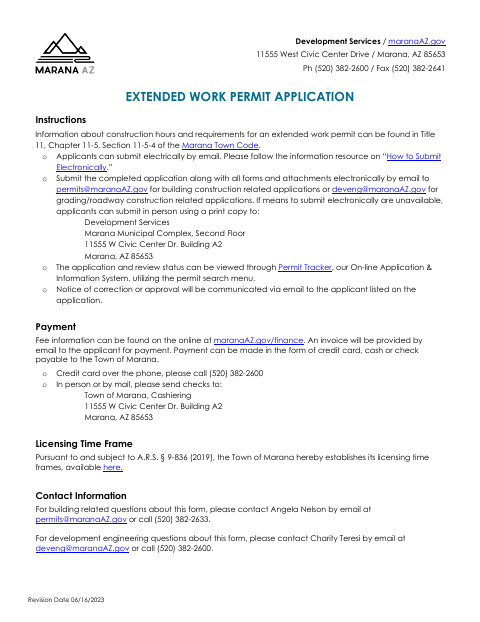 First page of the Extended Work Permit Application