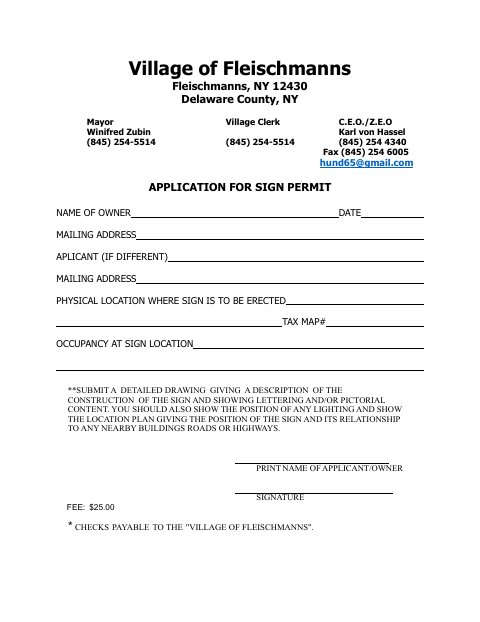 First page of the Sign Permit Application
