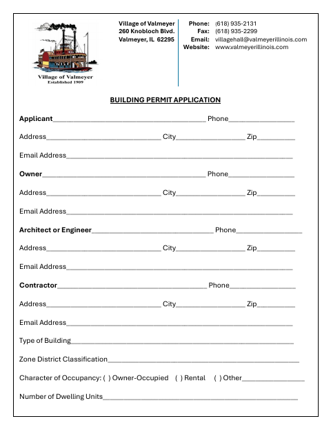 First page of the Building Permit Application