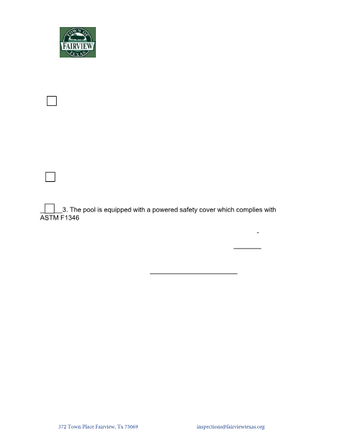 First page of the Pool Protection Device Certification