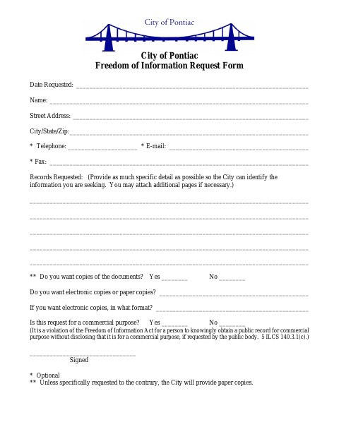 First page of the Freedom of Information Request Form