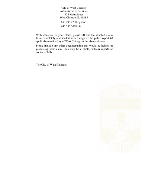 First page of the Claim Form