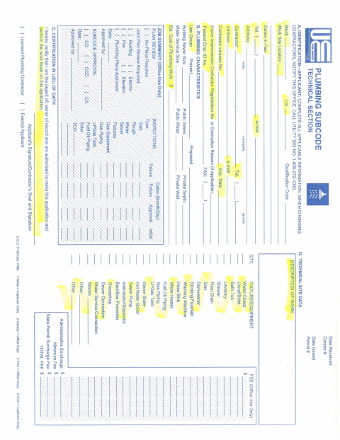 First page of the Plumbing Technical Section