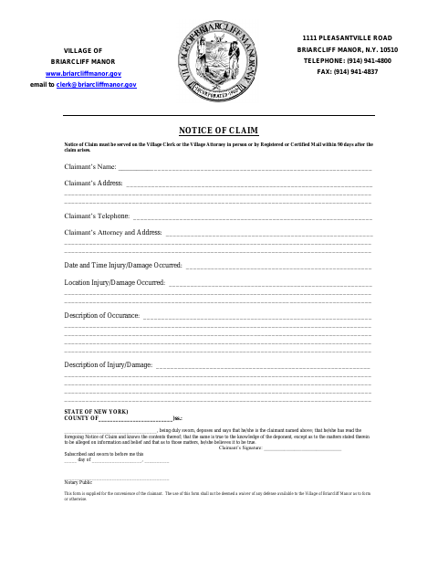 First page of the Notice of Claim