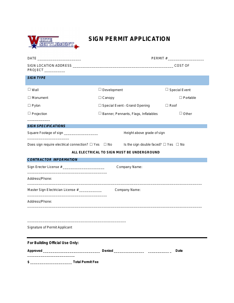 First page of the Sign Permit Application