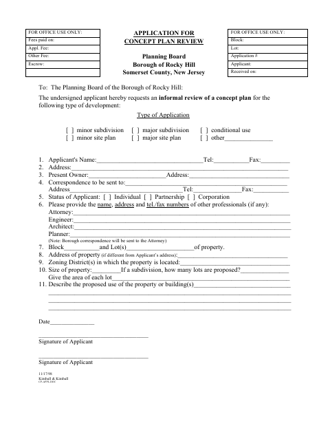 First page of the Concept Plan Review Application