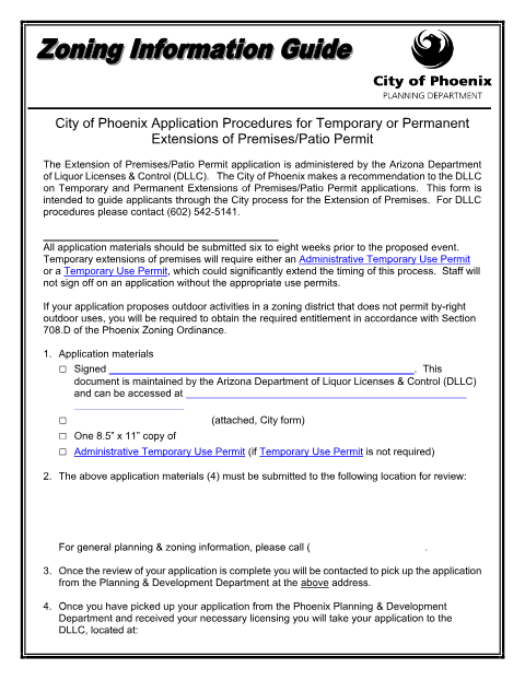 First page of the Extension of Premises Application