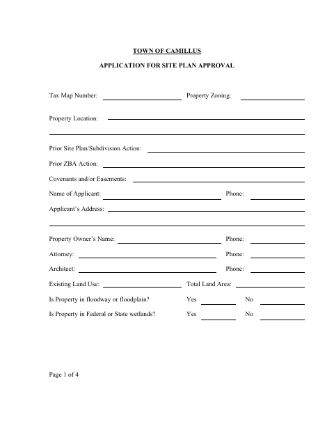 First page of the Site Plan Application
