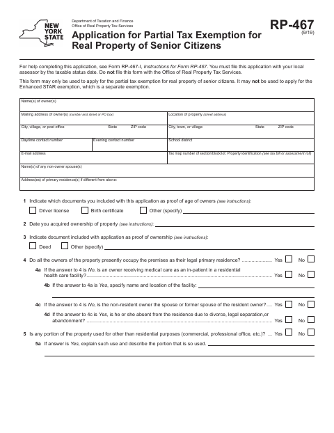 First page of the Application for Partial Tax Exemption for Real Property of Senior Citizens