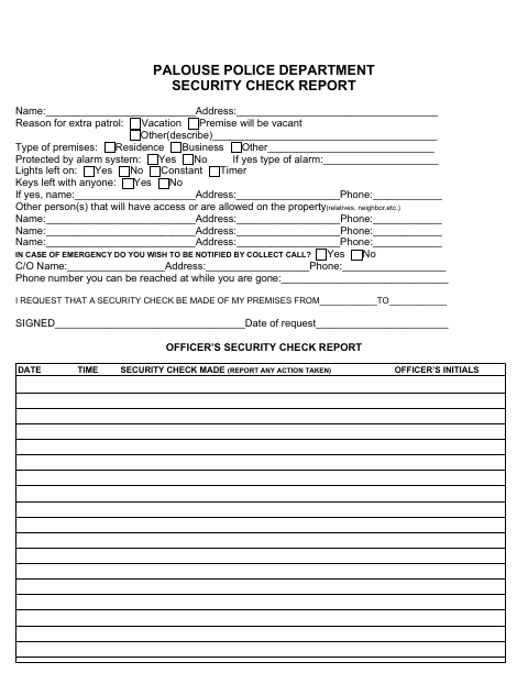 First page of the Security Check Report
