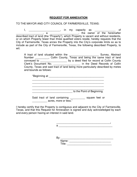 First page of the Request for Annexation