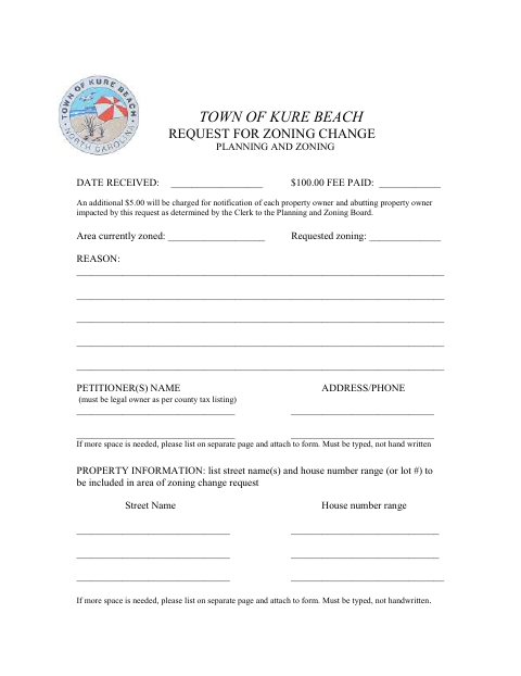 First page of the Request for Zoning Change