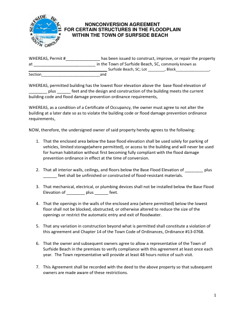 First page of the Non-Conversion Agreement and Affidavit