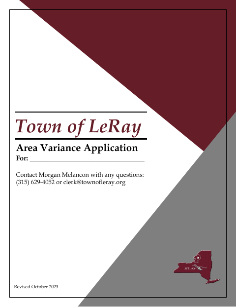 First page of the Area Variance Application