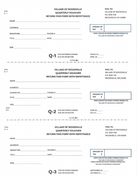 First page of the Quarterly Voucher