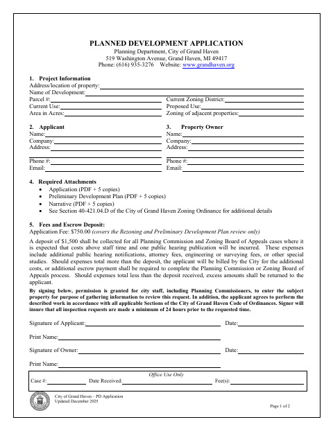 First page of the Planned Development Application