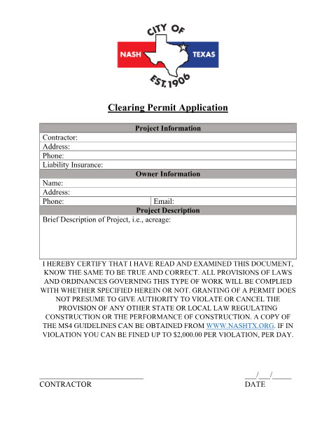 First page of the Clearing Permit Application