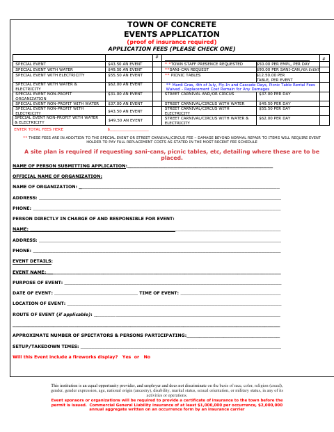First page of the Events Application