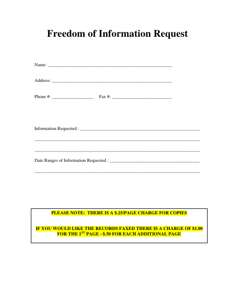 First page of the Freedom of Information Request