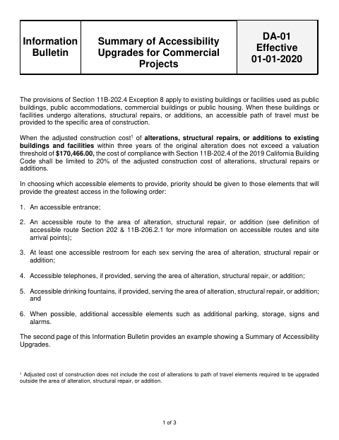 First page of the Summary of Accessibility Upgrades for Commercial Projects
