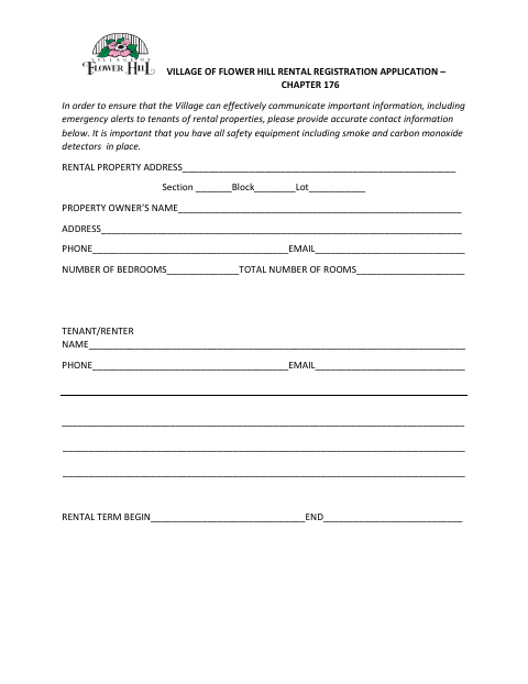 First page of the Rental Registration Application