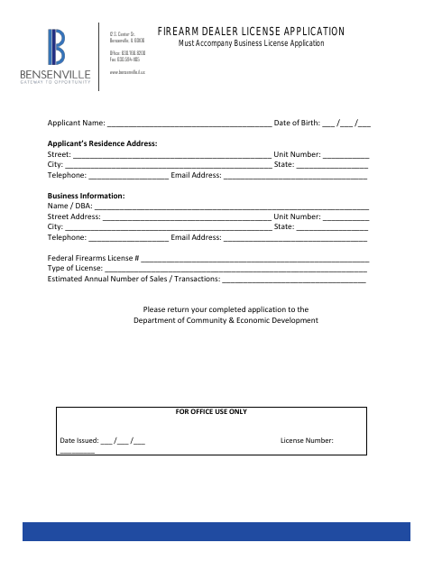 First page of the Firearm Dealer License Application
