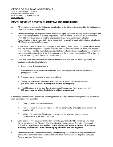 First page of the Development Review Application