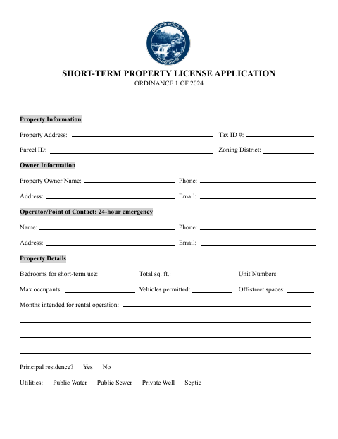 First page of the Short-Term Property License Application