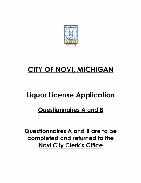 First page of the Liquor License Application Questionnaires A and B