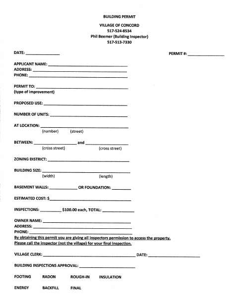 First page of the Building Permit