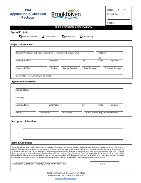 First page of the Plat Revision Application