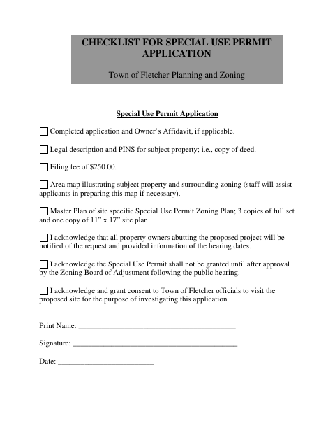First page of the Special Use Permit Application