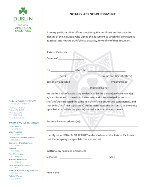 First page of the Open-Ended Complaint Form Notary Acknowledgment