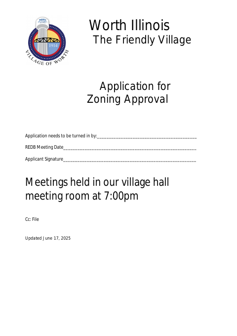 First page of the Application for Development Approval