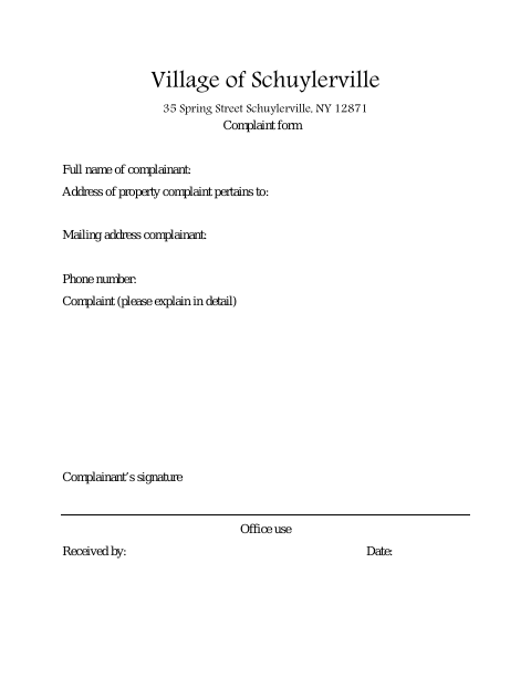 First page of the Complaint Form
