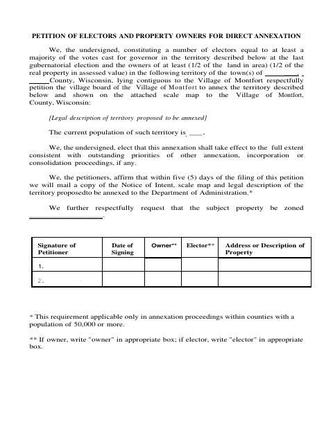 First page of the Petition for Direct Annexation