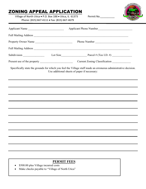 First page of the Zoning Appeal Application