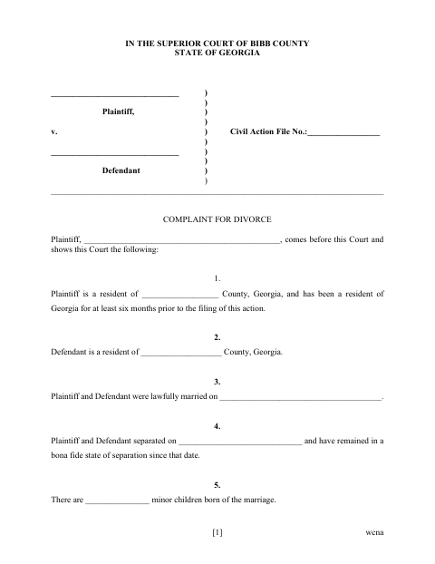 First page of the Divorce With Children, No Agreement, With Service