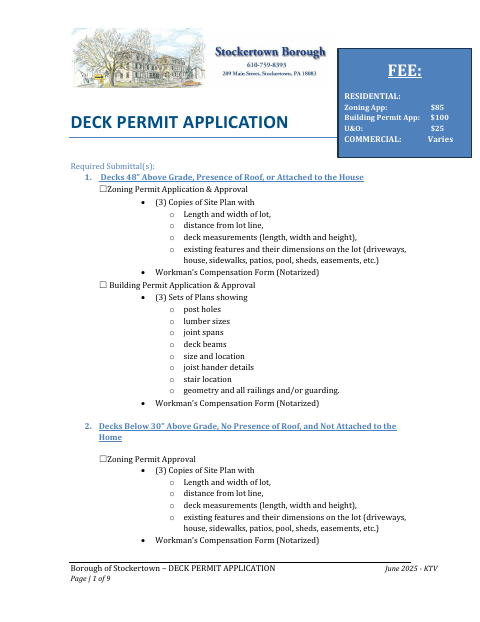 First page of the Deck Permit Application