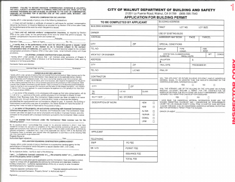 First page of the Application for Building Permit