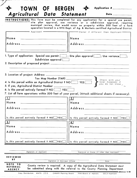 First page of the Agricultural Data Statement