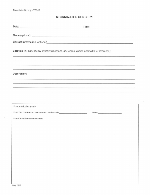 First page of the Stormwater Concern Report