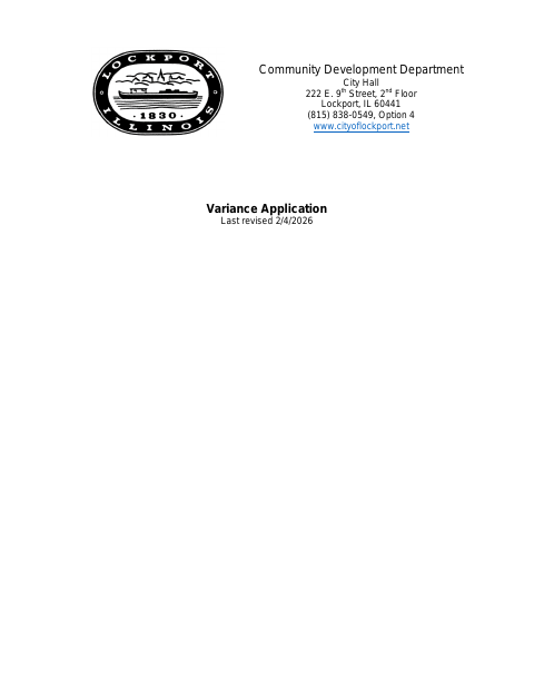 First page of the Variance Application